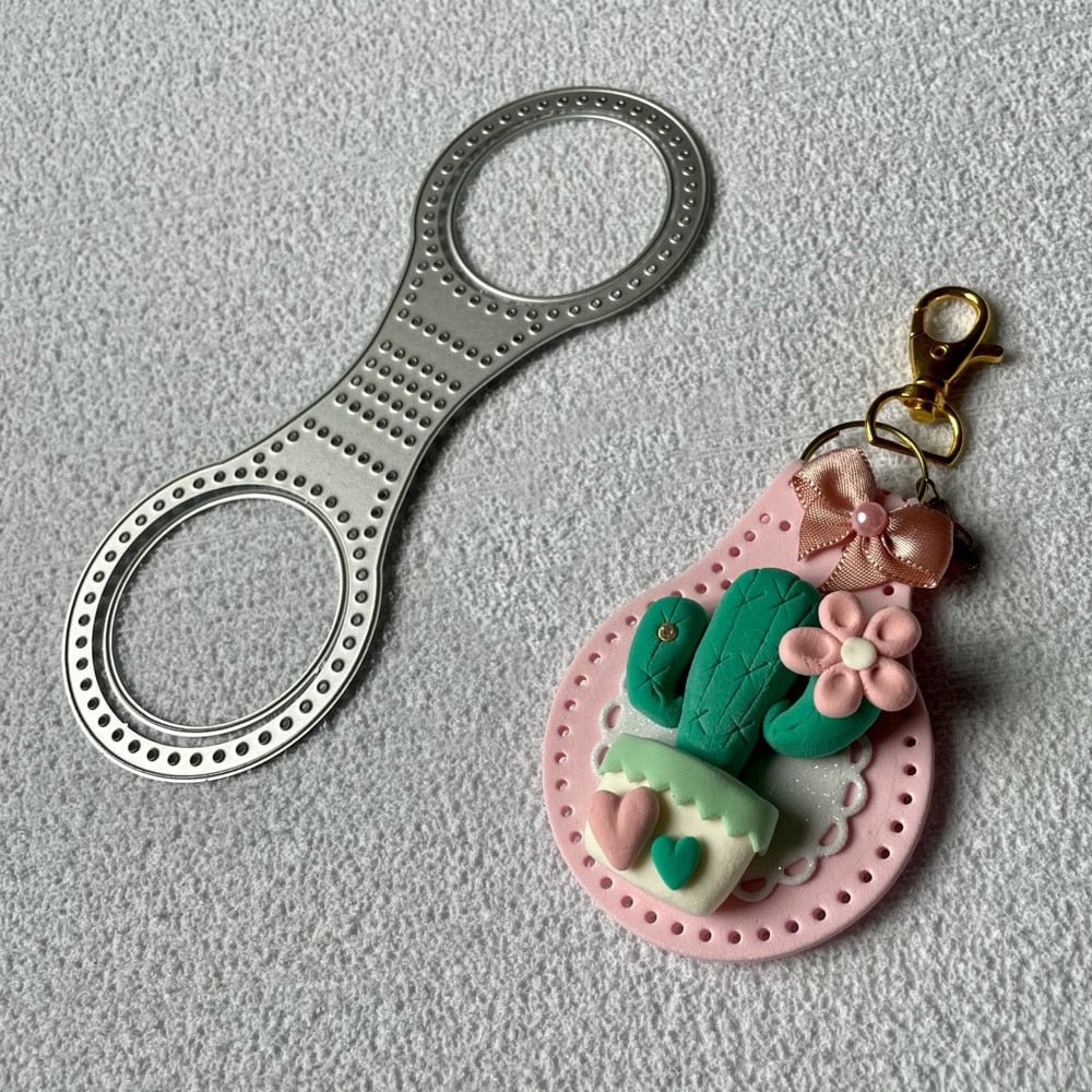 Stitched Key Fob Metal Cutting Dies Decorative Scrapbooking Steel Craft Die Cut Embossing Paper Cards Stencils