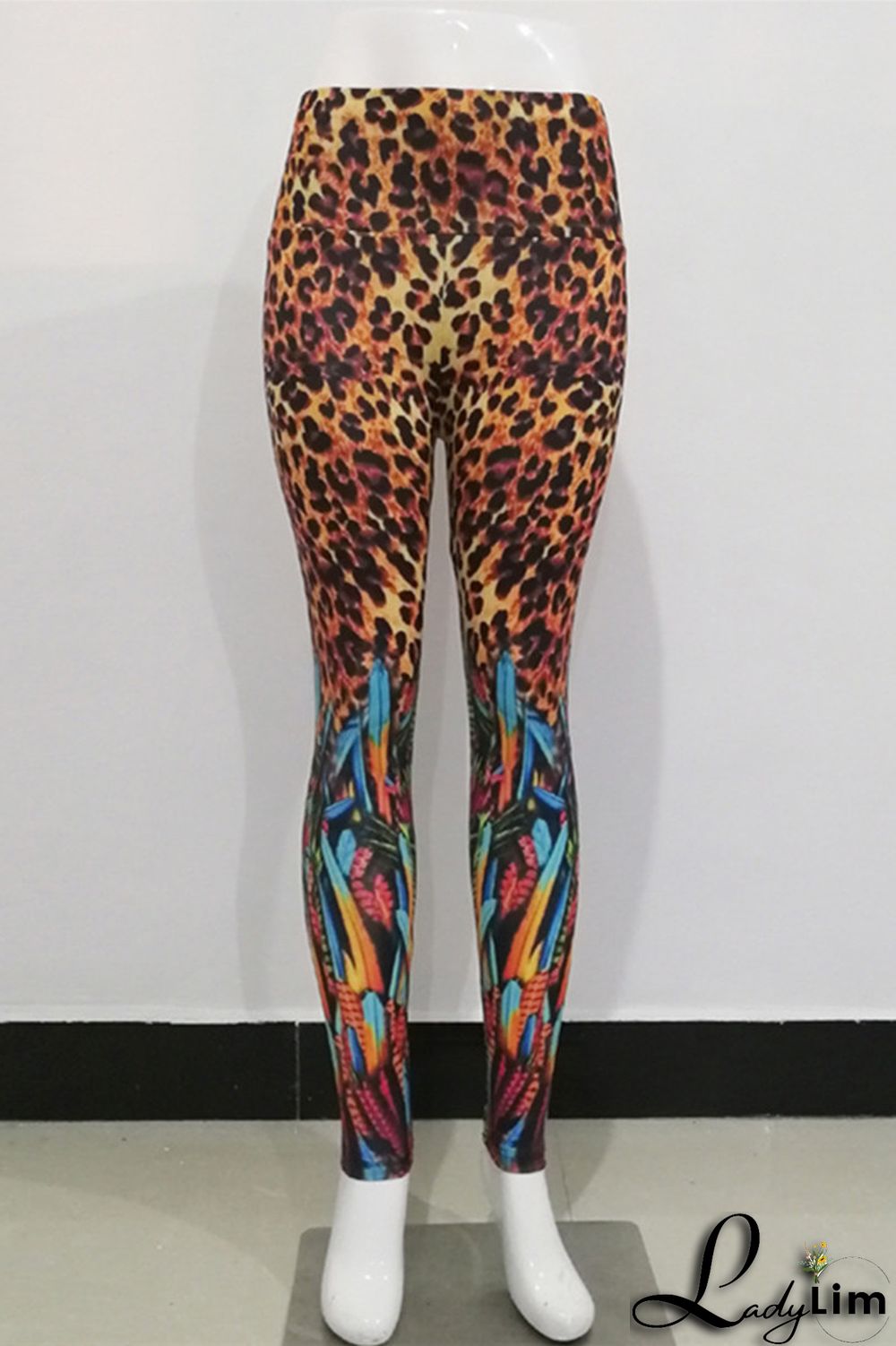 Leopard Print Fashion Casual Sportswear Print Basic Skinny High Waist Pencil Trousers