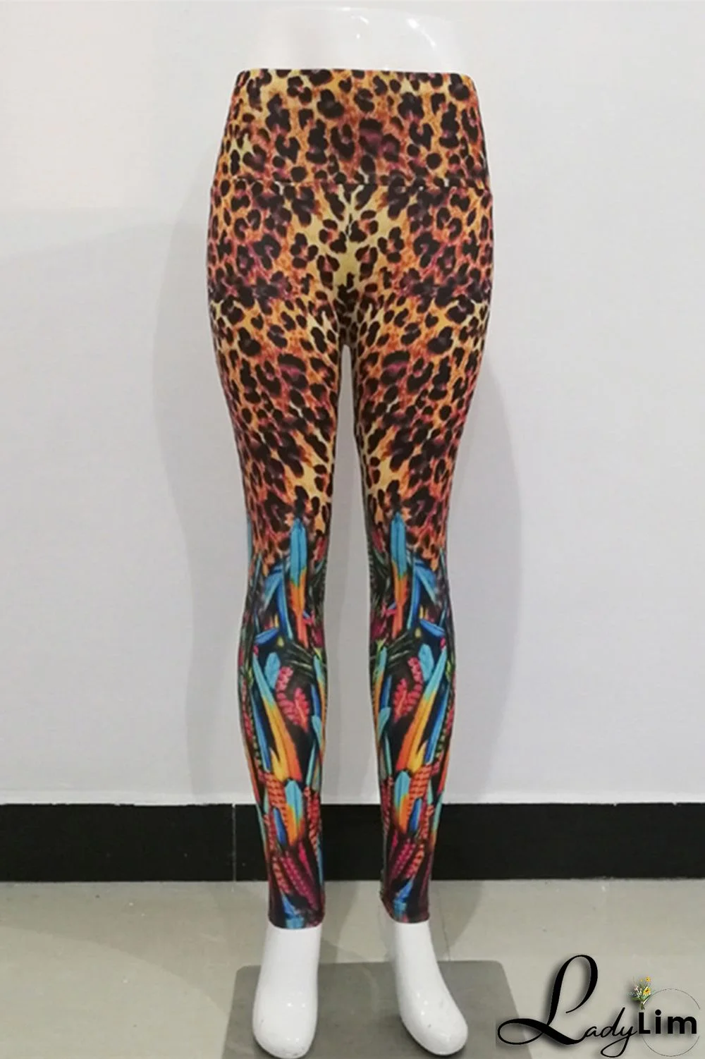 Leopard Print Fashion Casual Sportswear Print Basic Skinny High Waist Pencil Trousers