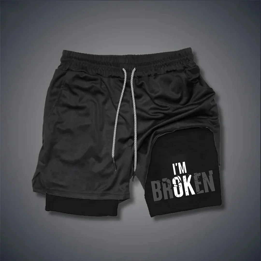 I'm Broken Print Men's Shorts -  