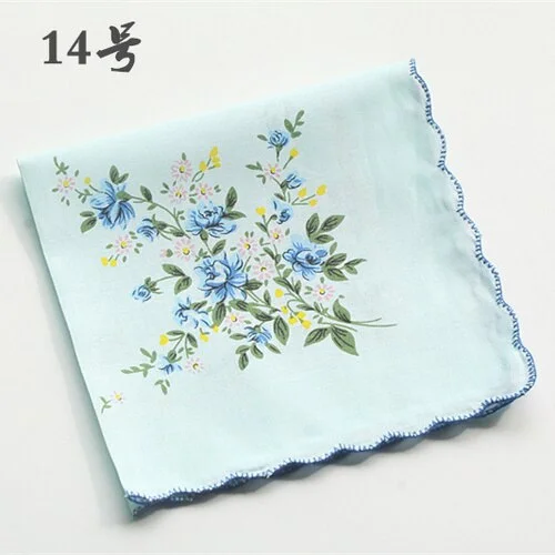 Handkerchiefs Women Soft Floral Printing Cotton Elegant Classic Pockets Square Handkerchief Womens National Style Simple Trendy