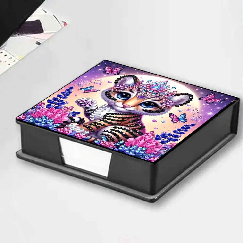 PU 5D Diamond Painting Kit Note Box DIY Diamond Art Notepad Box (Tiger)
