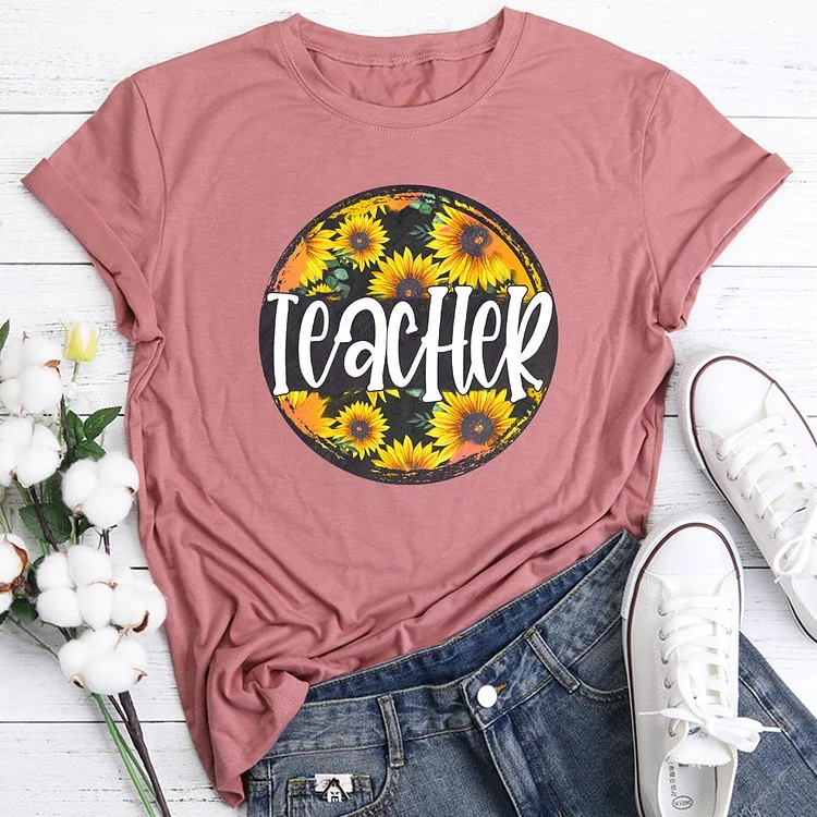 Teacher sunflower T-Shirt Tee -07126-Annaletters