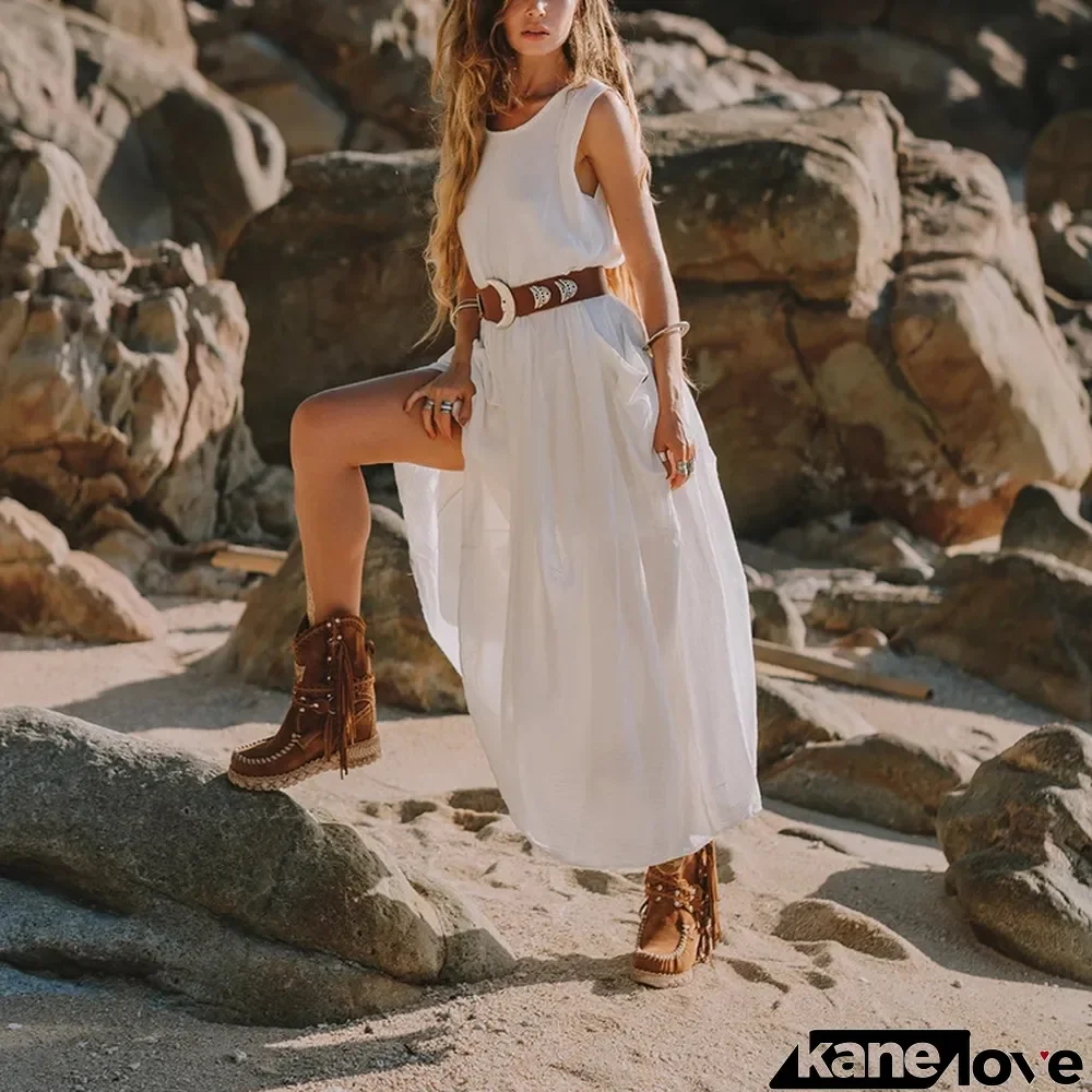 Plus Size Women Sleeveless Long Dress