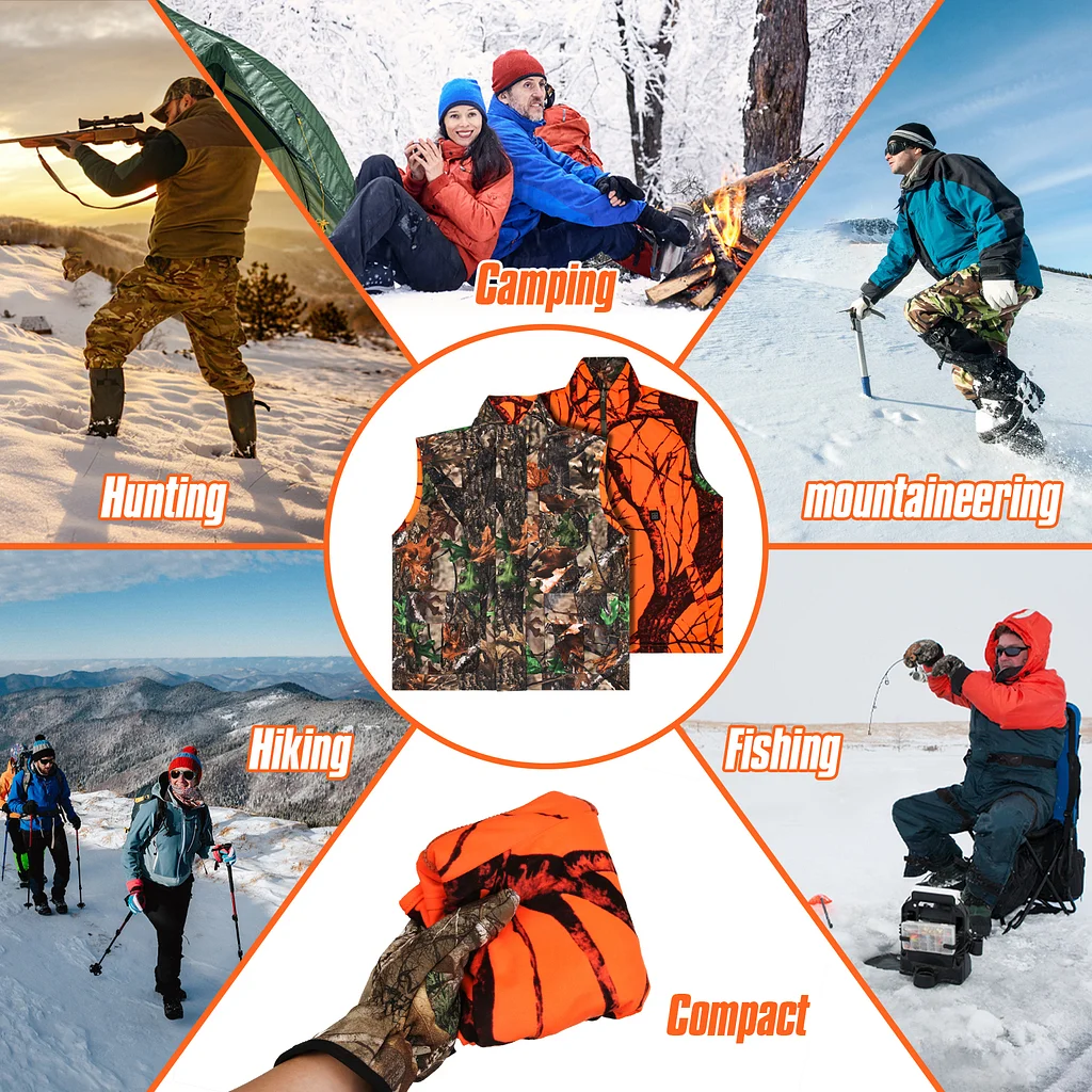 Camouflage Orange Reversible Hunting Vest, Vest Jacket