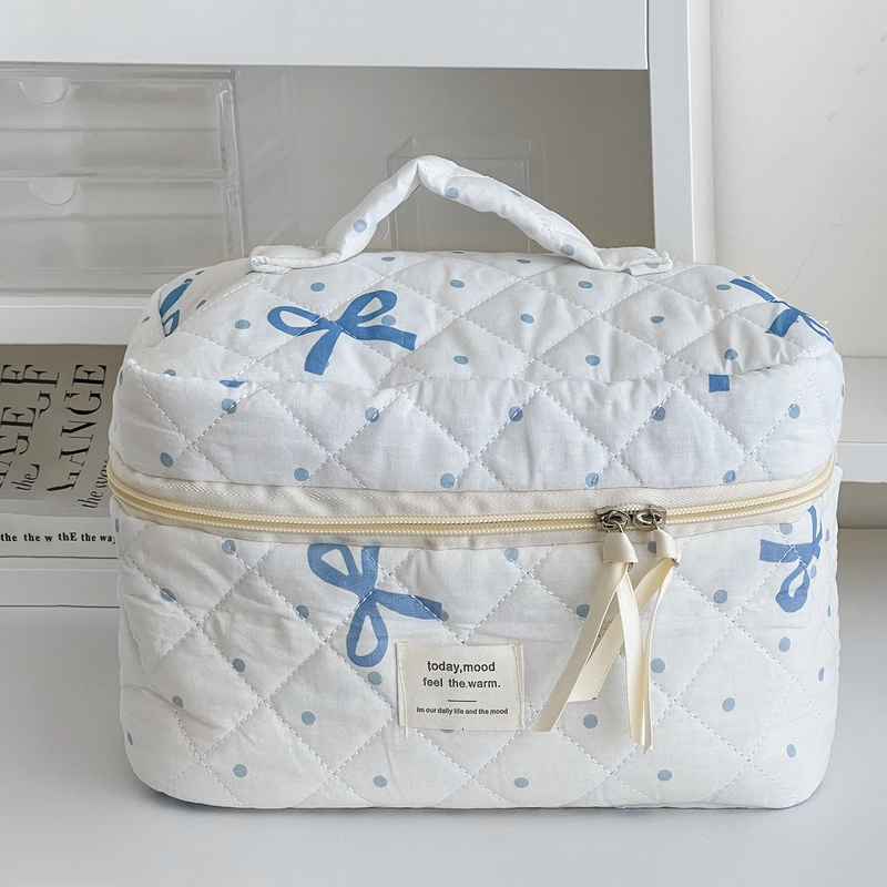 Classic Style Bow Knot Polyester Sewing Thread Square Makeup Bags