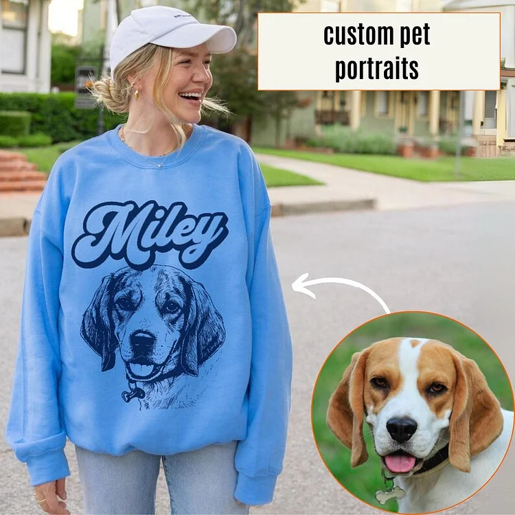 Custom Pet Dog Face Print On T-shirt Sweatshirt Hoodie