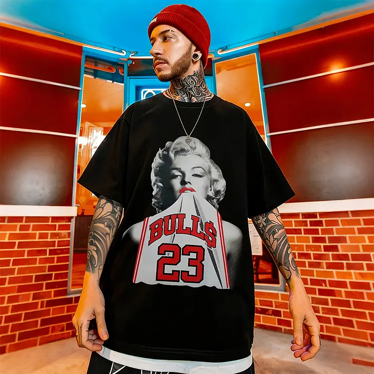 Marilyn Monroe Chicago Bulls 23 Jersey Printed Men's T-shirt