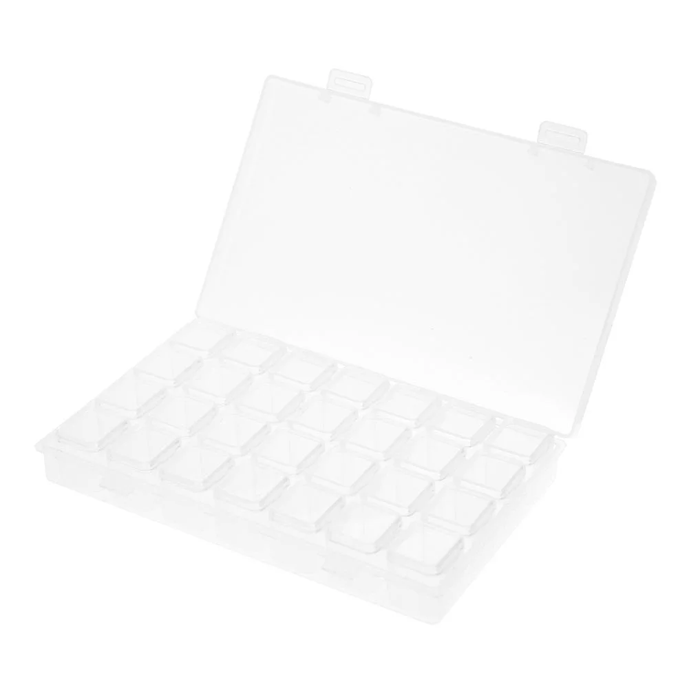 28 Lattices Transparent Container Diamond Painting Accessories Bead Storage Box