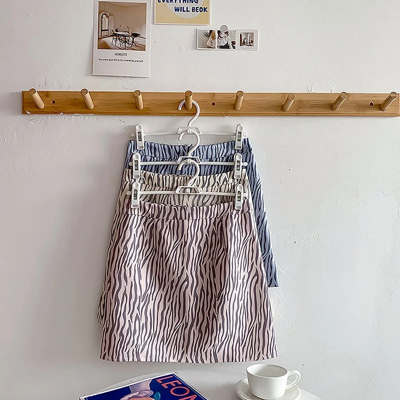 Zoki Elegant Leopard Women Mini Skirt High Waist A Line Zebra Striped Fashion Korean Slim A Line Zipper Mujer Faldas New 2021