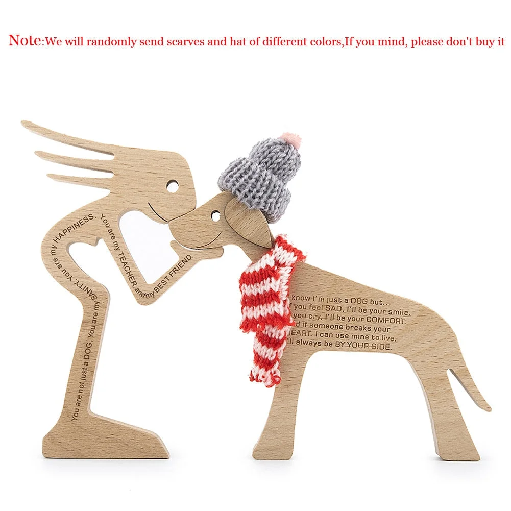 Puppy Family Wood Dog Carving Ornaments Decoration Home Decor Figurine Desktop Table Ornament Sculptures For Dog Pet Lover Gifts 515-1