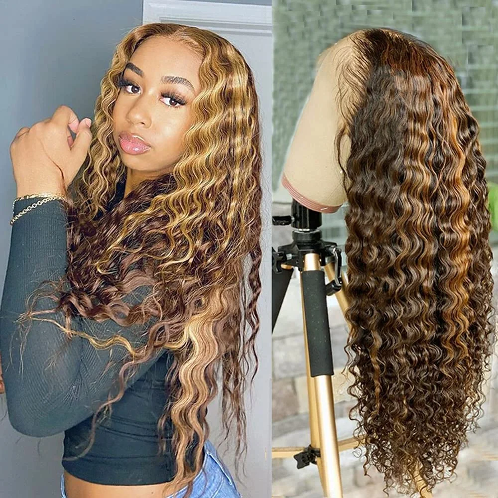 Ombre honey blonde curly lace front outlet wig