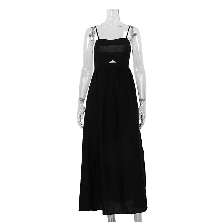 Ueong Ueong Breathable Sling High Waist French Dress 2024 Fashion Spring And Autumn New Holiday Style Dress Women