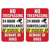 2pcs - Beware Of Dog 24 Hours Surveillance Violators Will Be Prosecuted No Trespassing - Vintage Metal Signs(8*12Inch/12*16Inch)