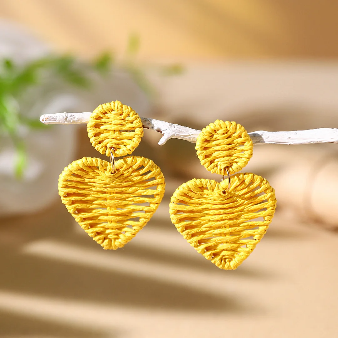 Women's Holiday Bohemian Style Raffia Hand-woven Earrings