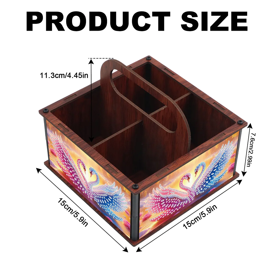 DIY Pink Blue Swan Wooden Diamond Painting Handheld Storage Box Kit Home Decor
