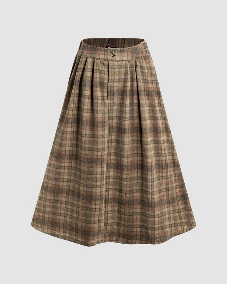 Lushingfell High Waist Plaid Skirt