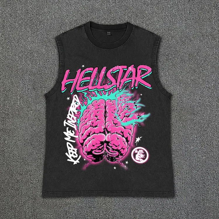 Retro Hellstar Mummy Pink Vintage Graphics Acid Washed Tank Top