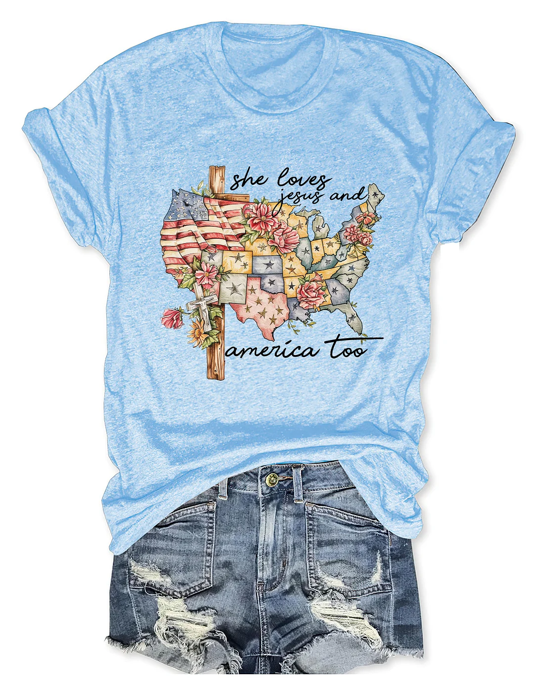 She Loves Jesus And America Too T-Shirt