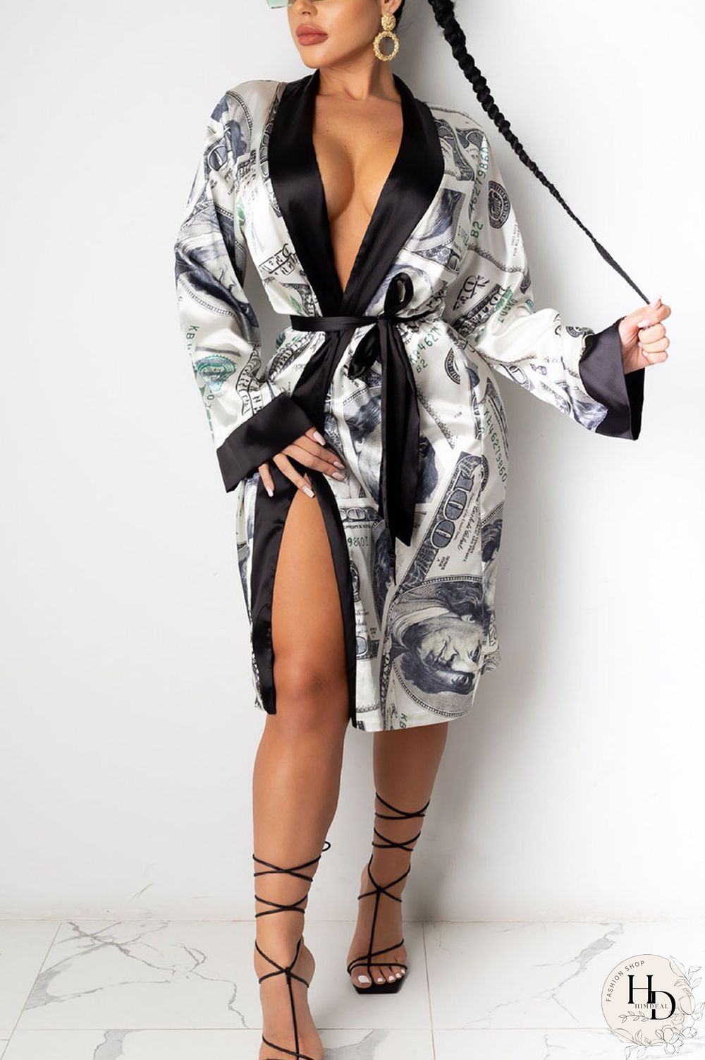 Red Sexy Print Frenulum Outerwear