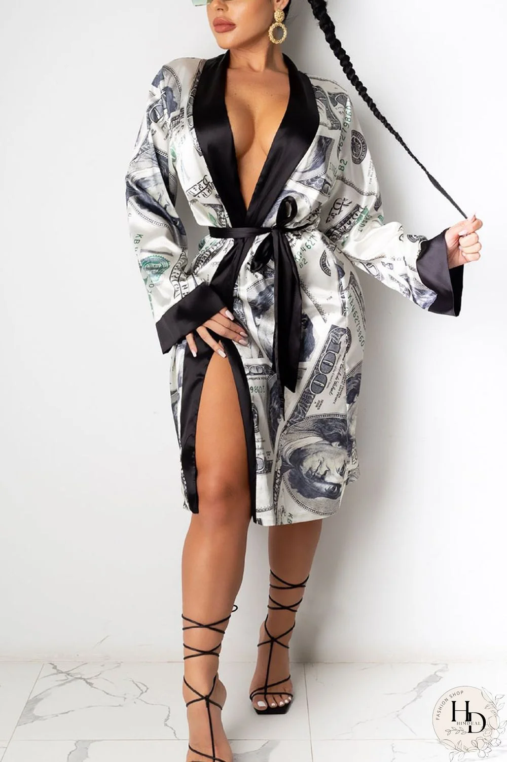 Red Sexy Print Frenulum Outerwear