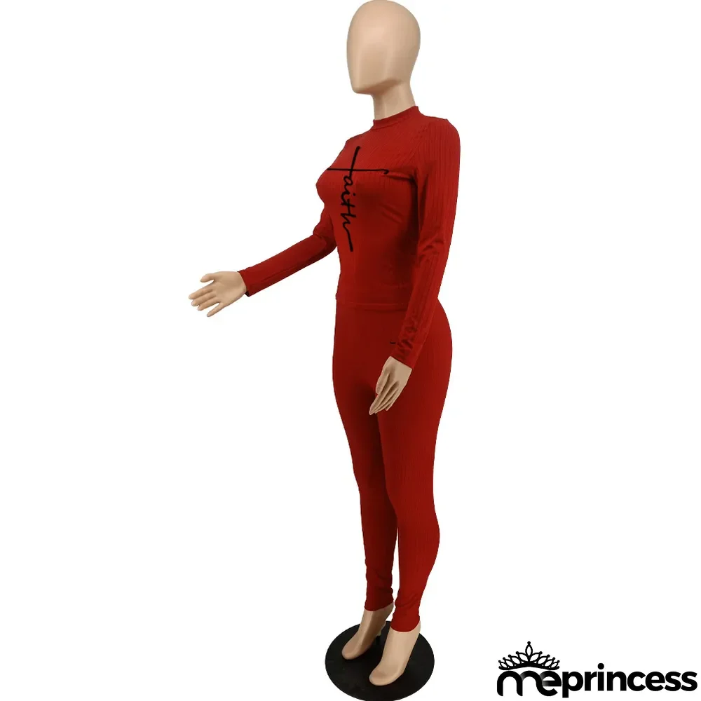 Solid Color Printed Tight-fitting Pit Strip Two-piece Set