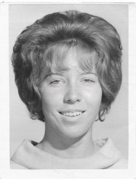 Found Photo Poster painting HIGH SCHOOL GIRL bwOriginal Portrait VINTAGE 04 39 S