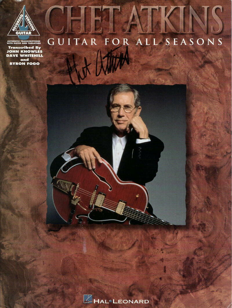 CHET ATKINS SIGNED AUTOGRAPH 9x12 Photo Poster painting CARD - GUITAR FOR ALL SEASONS VERY RARE