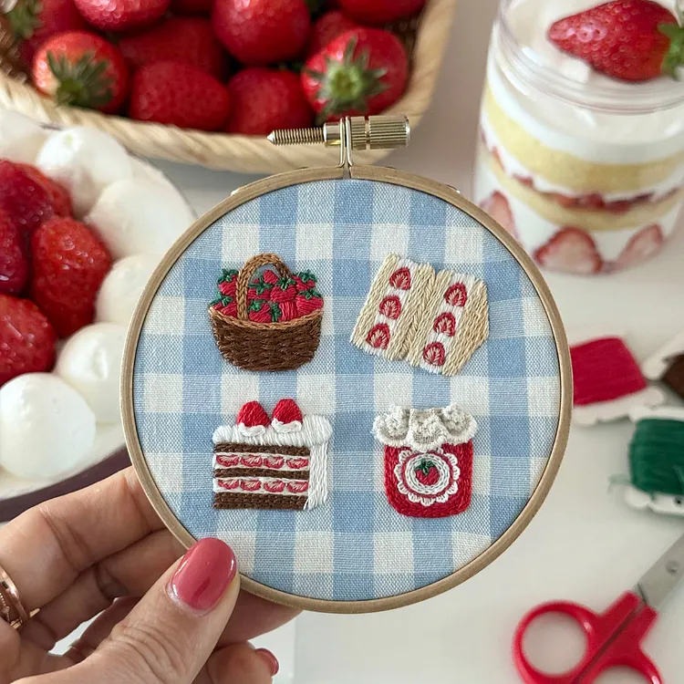 🍓 Sweet Strawberry Fields | All-in-One Hand Embroidery Kit