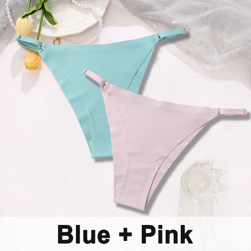 Billionm Women Sexy Ice Silk Panties Seamless Brazilian Panty Adjustable Waist Bikini Underwear Female Low Waist Soft Intimates Lingerie