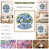 Stamped Cross Stitch Kit for Adults Floral Still Life Cup 18CT tapestrymarket