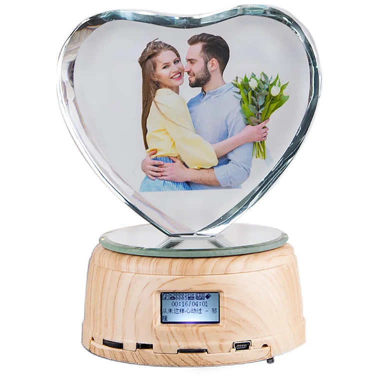 Custom Color Printed Photo Heart Shape Crystal Lamps