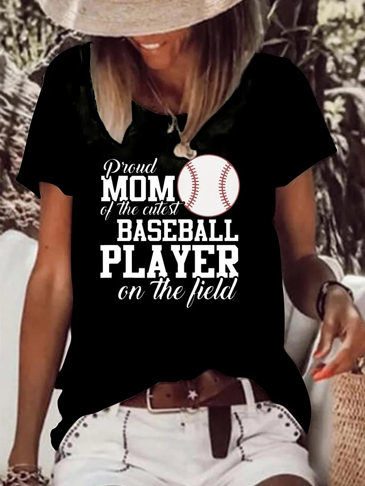 proud mom of the cutest baseball player Raw Hem Tee-Annaletters