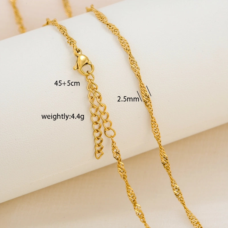 Basic Minimalist Solid Color 304 Stainless Steel 18K Gold Plated Necklace