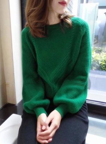 Baggy Green Plain Sweater