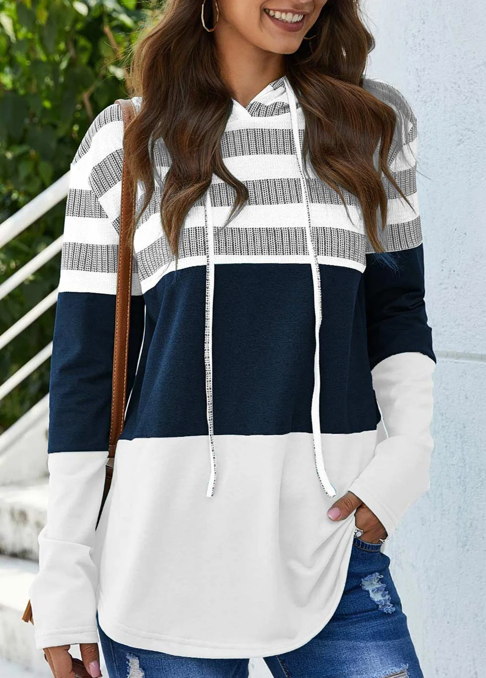 Oversized Hoodie Pullover Long Sleeve Contrast Sweatshirt
