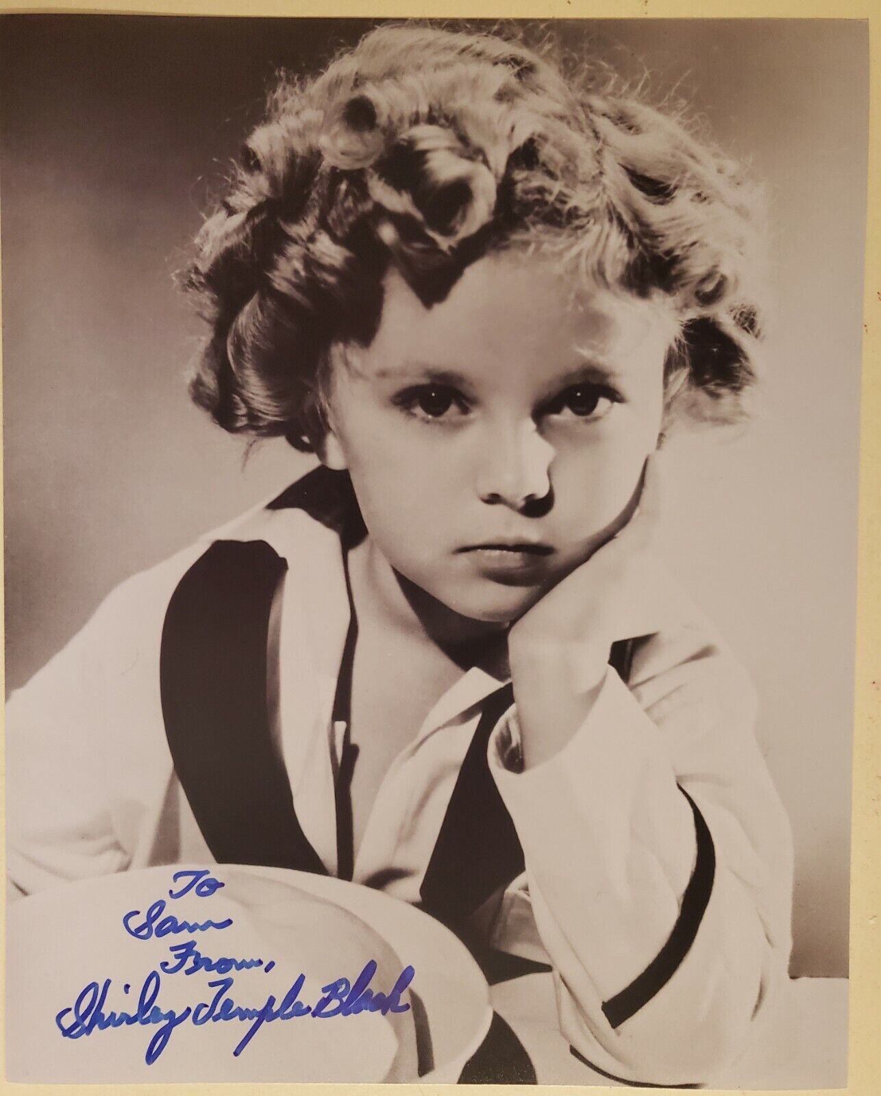 SHIRLEY TEMPLE CUTE HAND SIGNED AUTOGRAPHED BW Photo Poster painting TO SAM!!