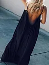 Loose Solid Color Condole Belt Maxi Dress