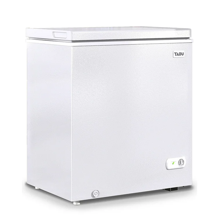 TABU Chest Freezer, 5.0 Cu Ft Deep Freezer with Adjustable Temperature, Compact Freezer with Top Open Door (White)