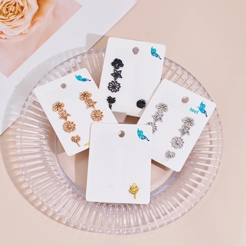 4 Pairs Cute Sweet Plant Flower Dandelion Polishing 304 Stainless Steel 18K Gold Plated Ear Studs