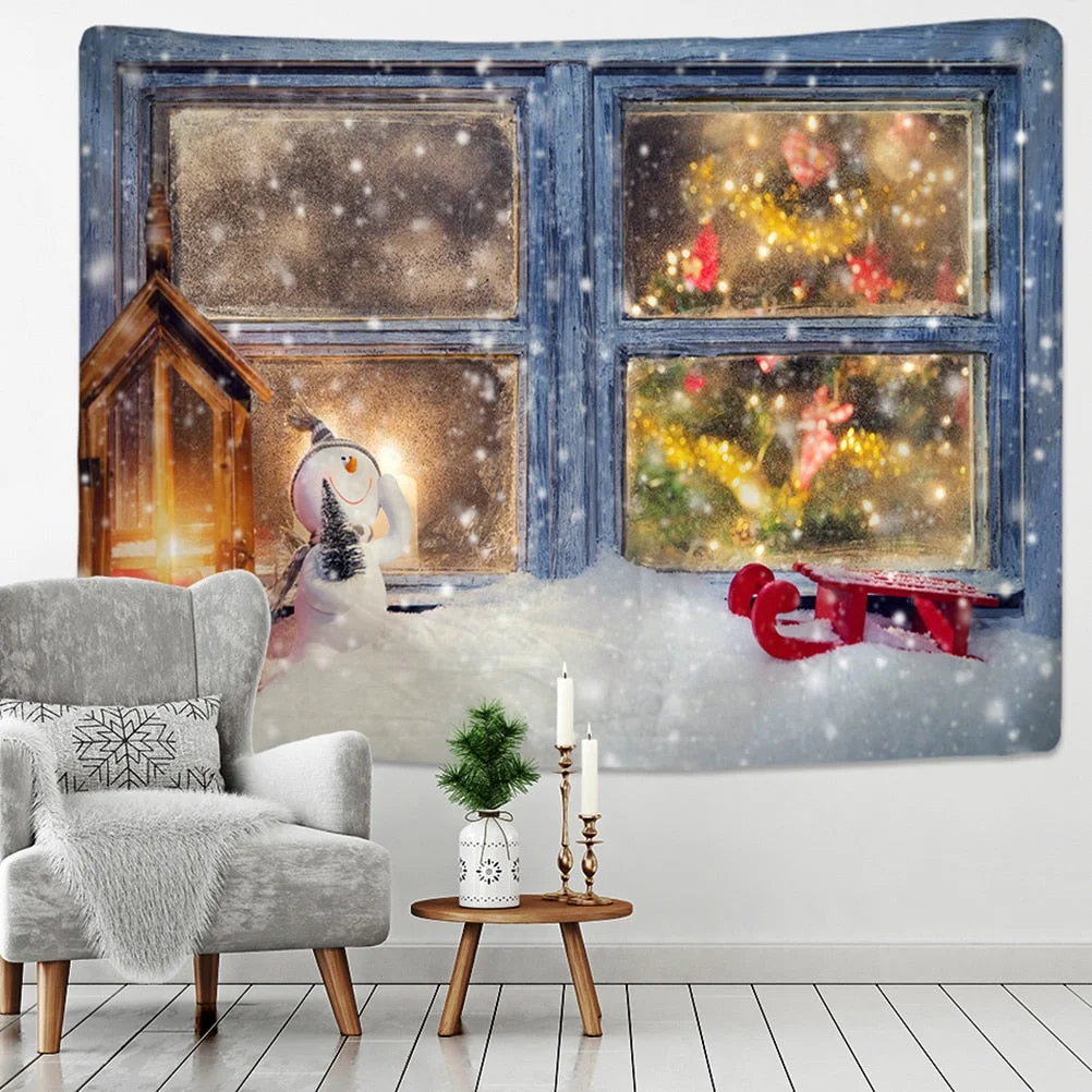 Cartoon Christmas Illustration Tapestry Wall Hanging Hippie Witchcraft Tapiz Holiday Aesthetics Room Home Decor