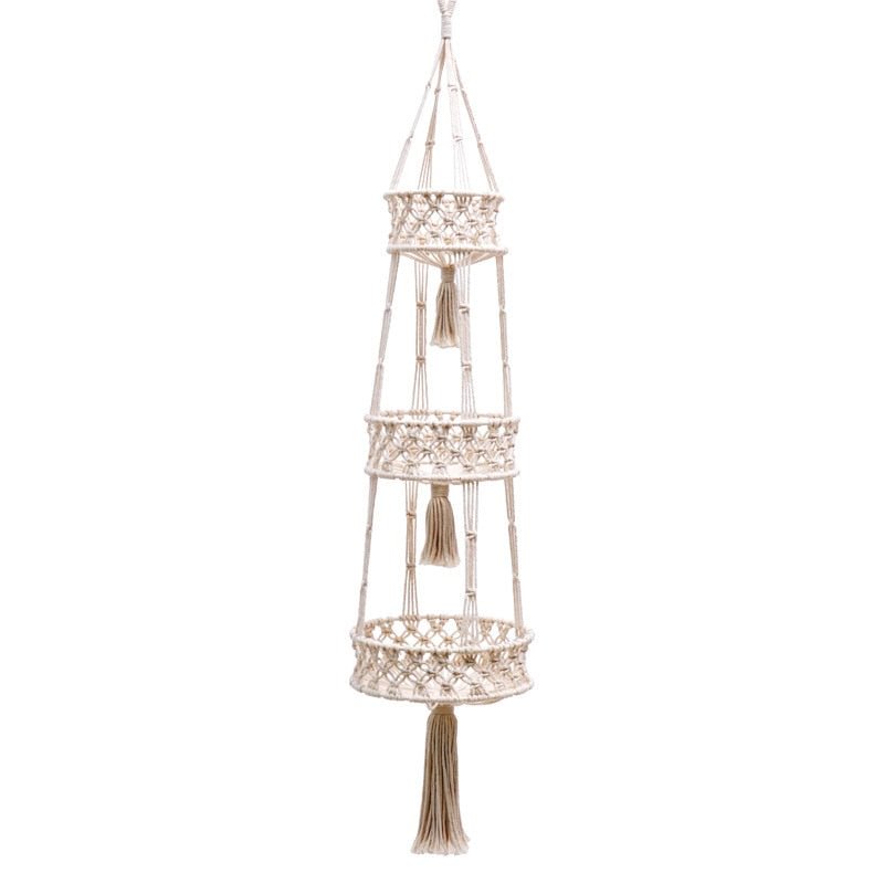 3 Tier Macrame Hanging Basket Boho Home Decor Flower Plant Holder Hanging Fruit Basket for Kitchen Indoor Outdoor Decorative