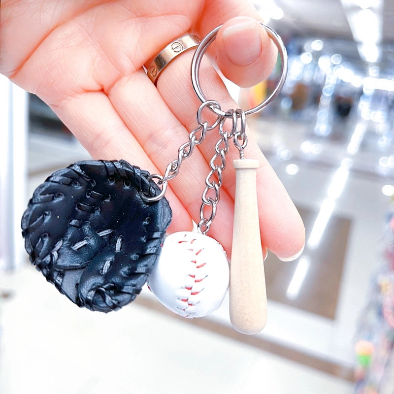 Fashion Baseball Pu Leather Unisex Bag Pendant Keychain