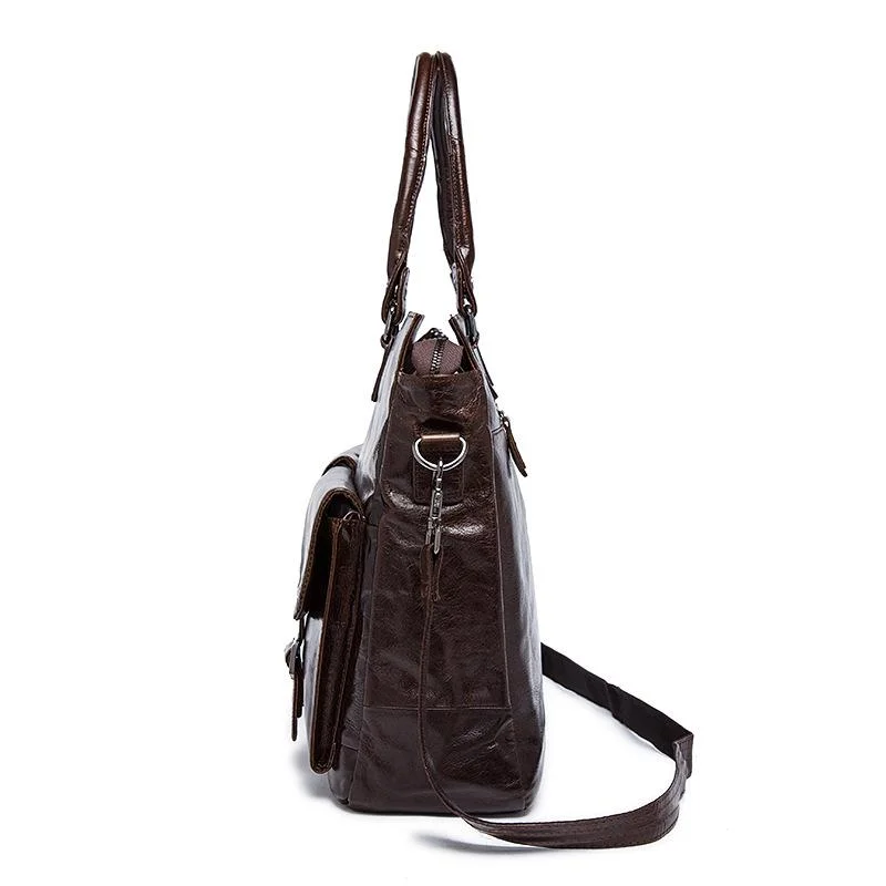 Retro Style Multi-Pocket Detachable Sling Strap 15.6 Inch Laptop Business Bag