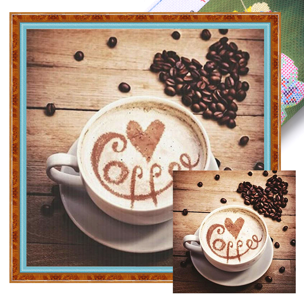 Coffee Full 11CT Pre-stamped Canvas(50*50cm) Cross Stitch