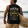 Men's Vintage Papa Father's Day Surfing Graphic Print Round Neck Sleeveless Tank Top by Inlyline