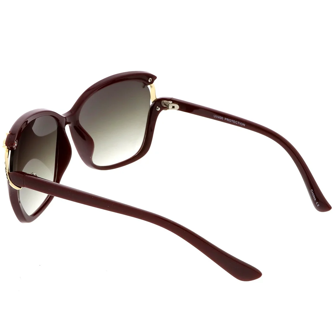 Women's Oversize Square glasses With Metal Fox Accent Cutout 60mm