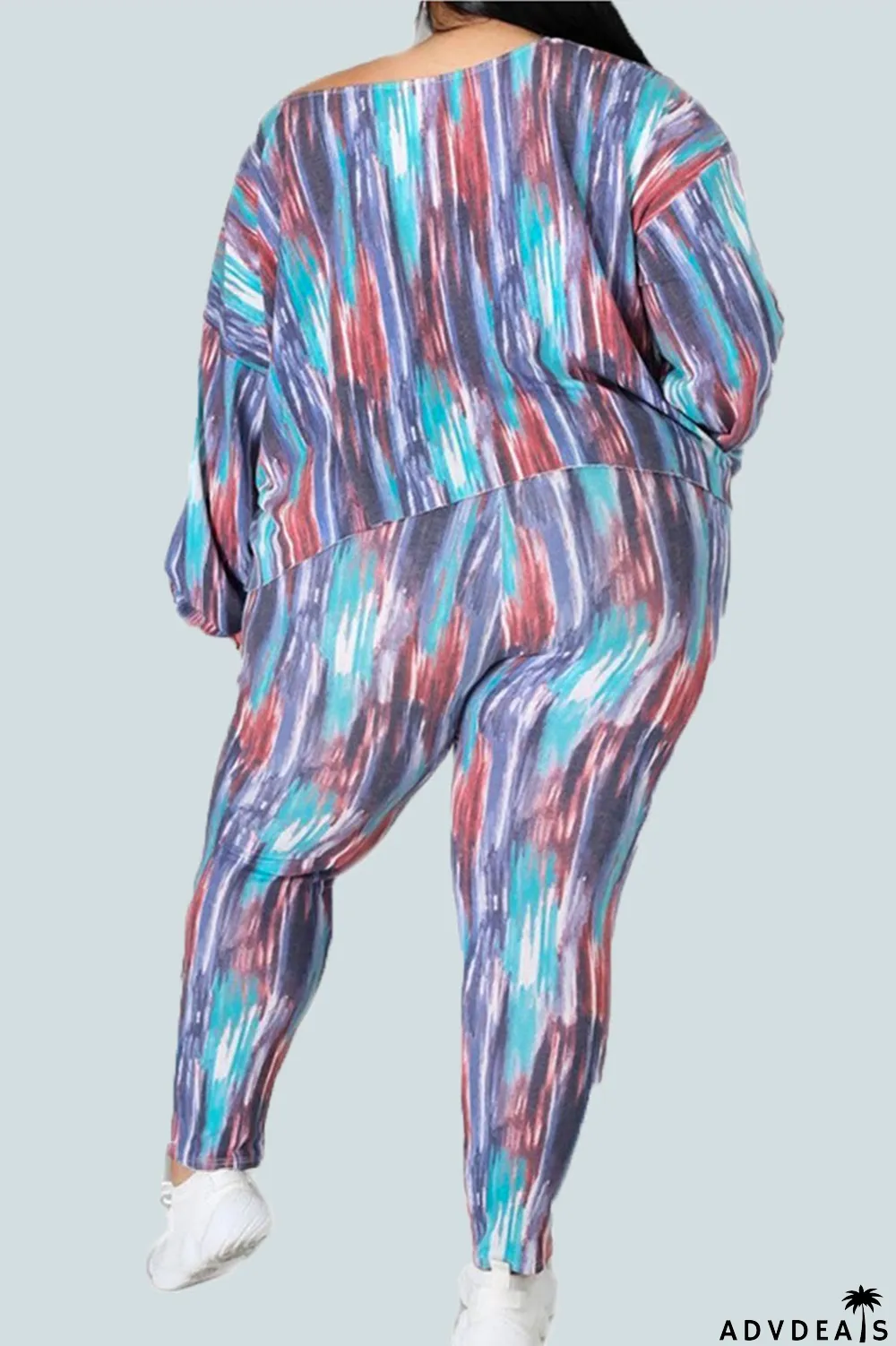 Multi-color Fashion Casual Print Split Joint Oblique Collar Long Sleeve Two Pieces