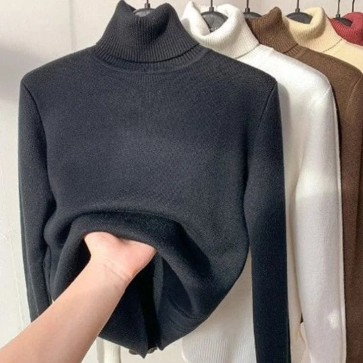 New Women's Fleece Thickened Turtleneck Sweater