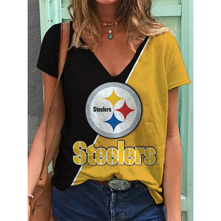 Pittsburgh Steelers Lightweight Short Sleeve V-Neck T-Shirt